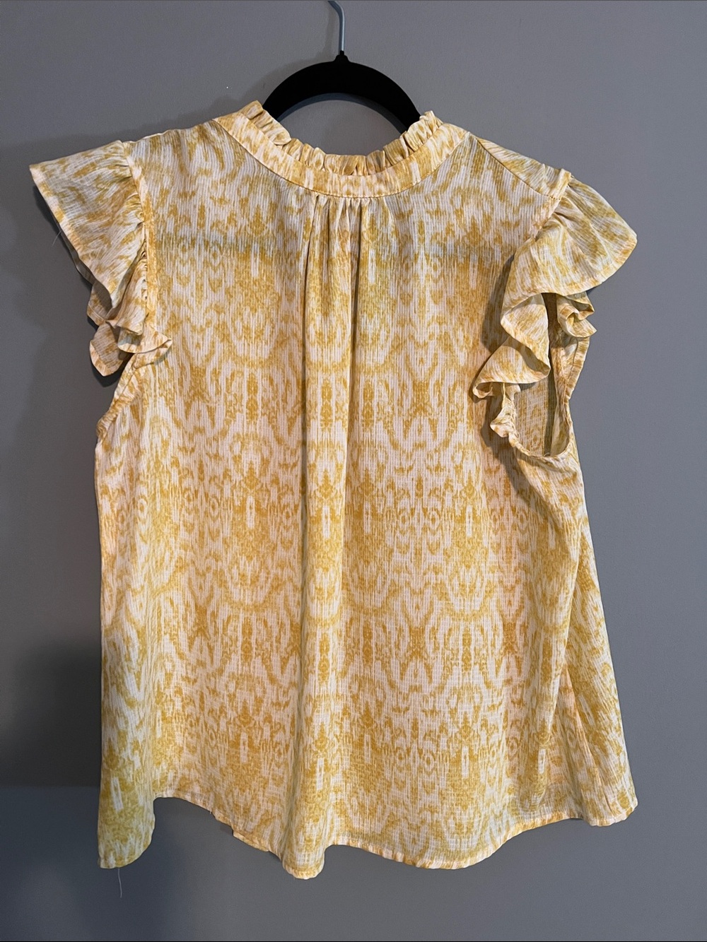 Women's Yellow Ruffle Sleeve Blouse
